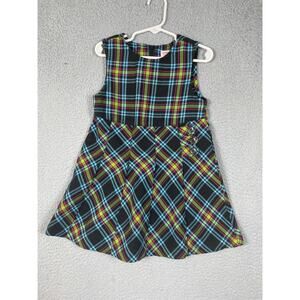 Vintage Gymboree Baby Girl Jumper Dress Size 4T Blue Multicolor Plaid